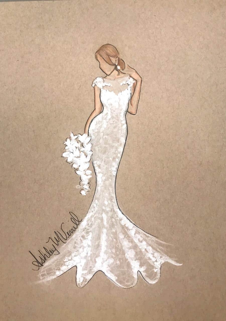 Custom Bridal Illustration Personalized to Bride