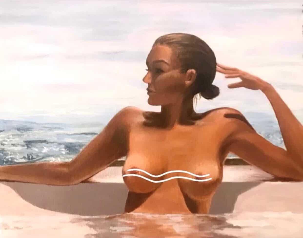 Female Figure Body Portrait in Water on Vacation