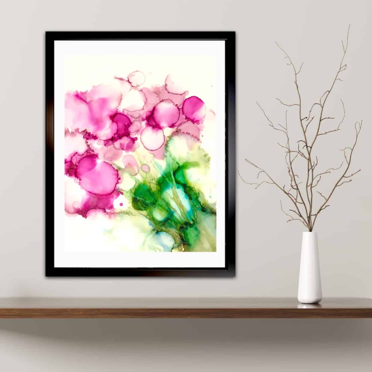 Abstract Alcohol Ink Art Bouquet of Roses