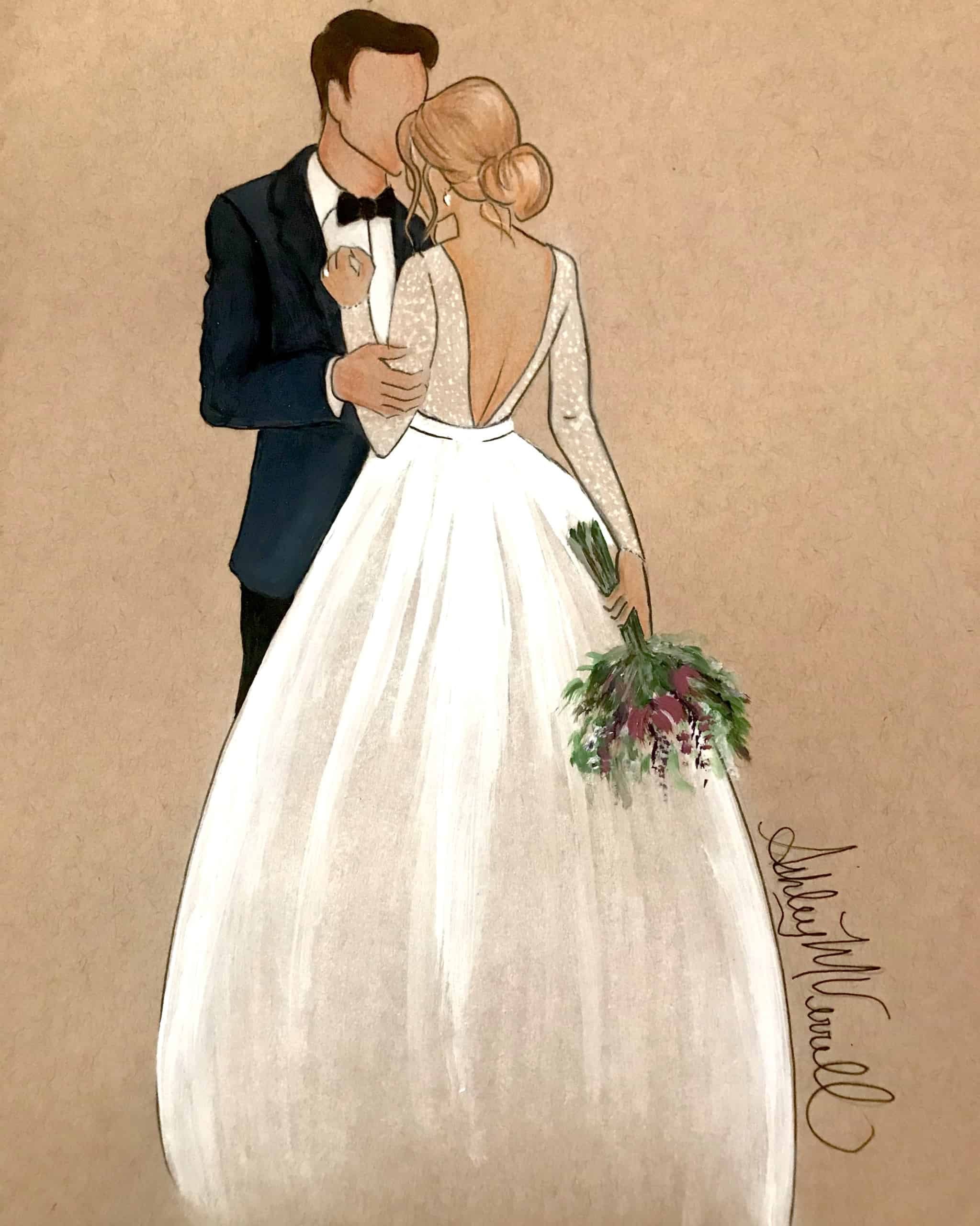 Bride and Groom Personalized Wedding Artwork