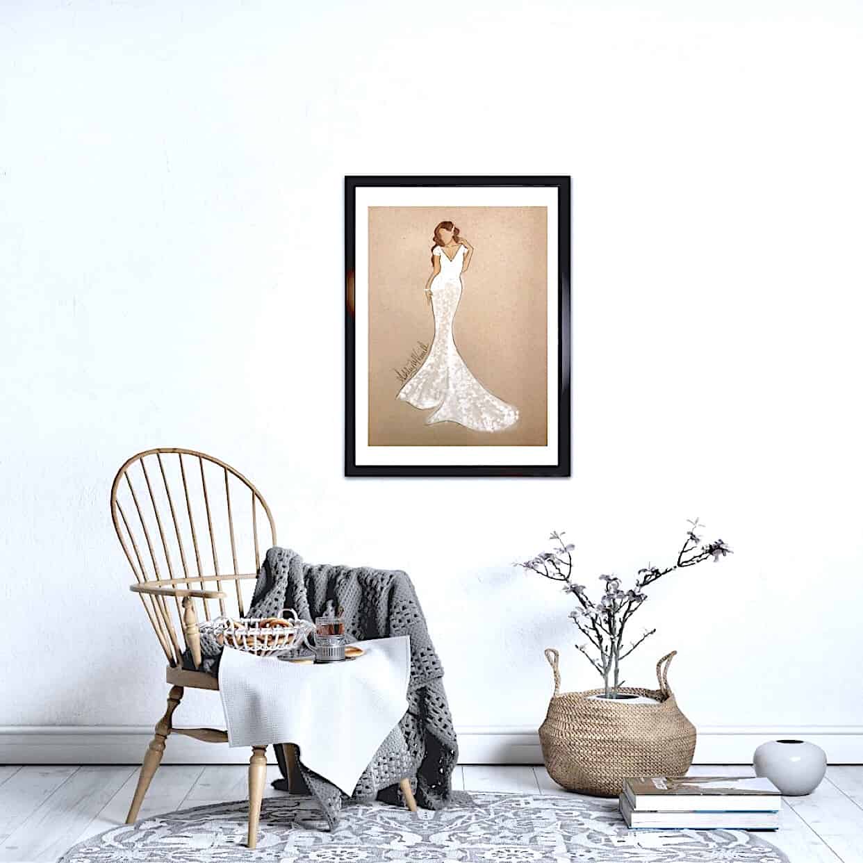Hanging Bridal Illustration in a Wedding Room
