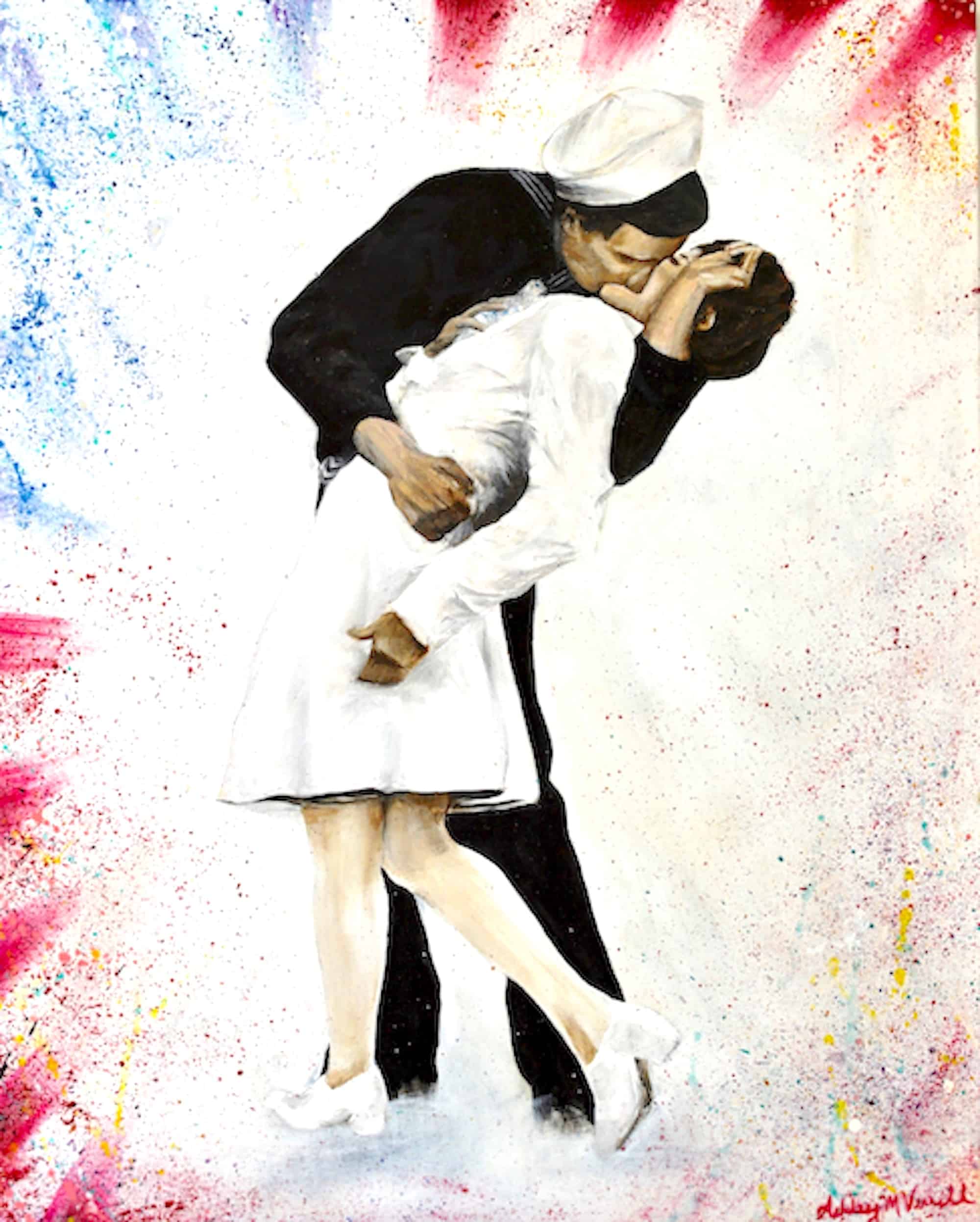 Painting of Iconic Scene of Sailor Kissing Nurse 